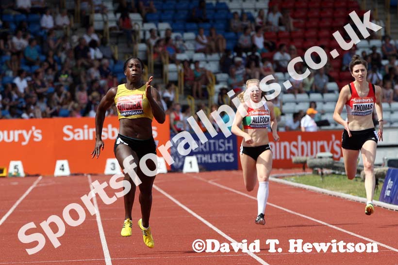 Anyika Onuora winns the 200 metres at the Sainsbury's British Championships, Birmingham.